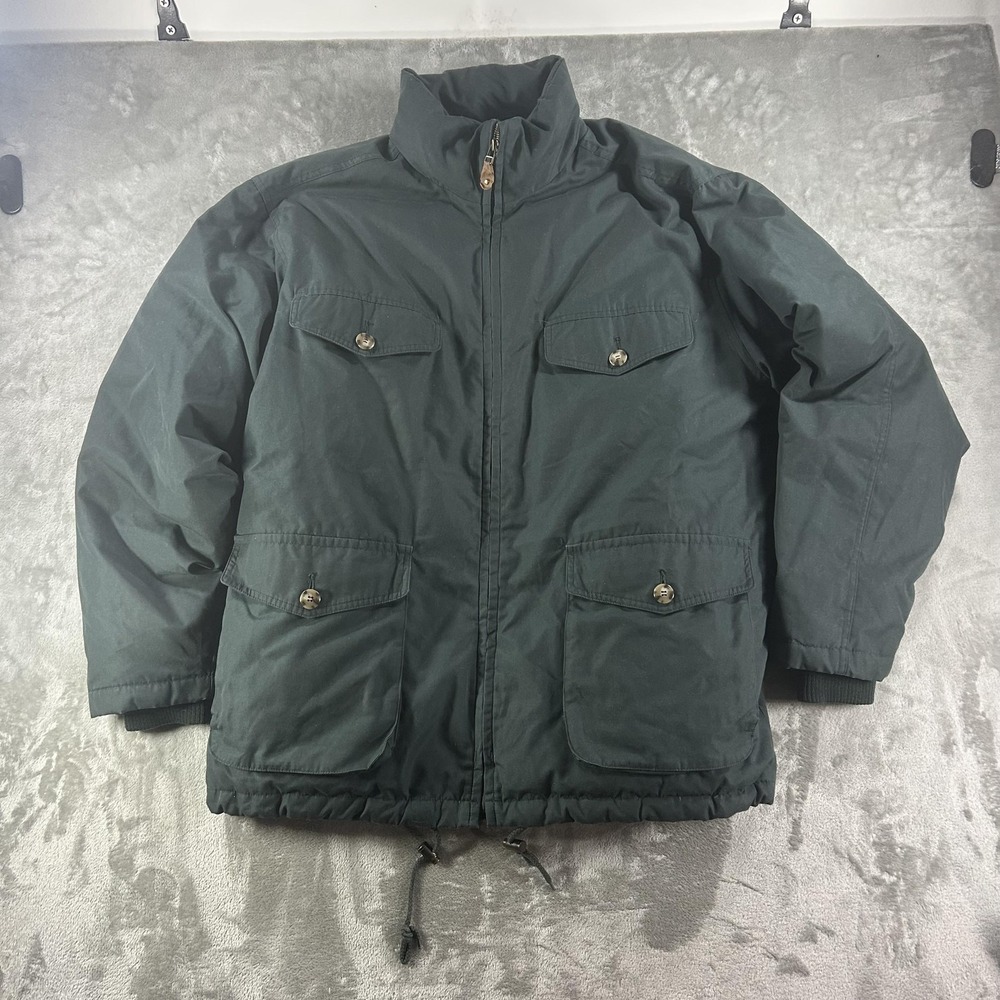 Vintage Eddie Bauer Jacket Mens Large Green Canvas Goose Down Puffer Outdoor